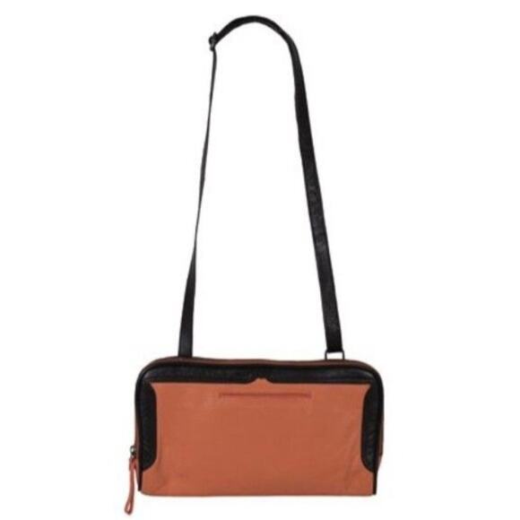 latico Handbags - Latico Genuine Leather Color Block Tate Cross Body Shoulder Bag Salmon Espresso
